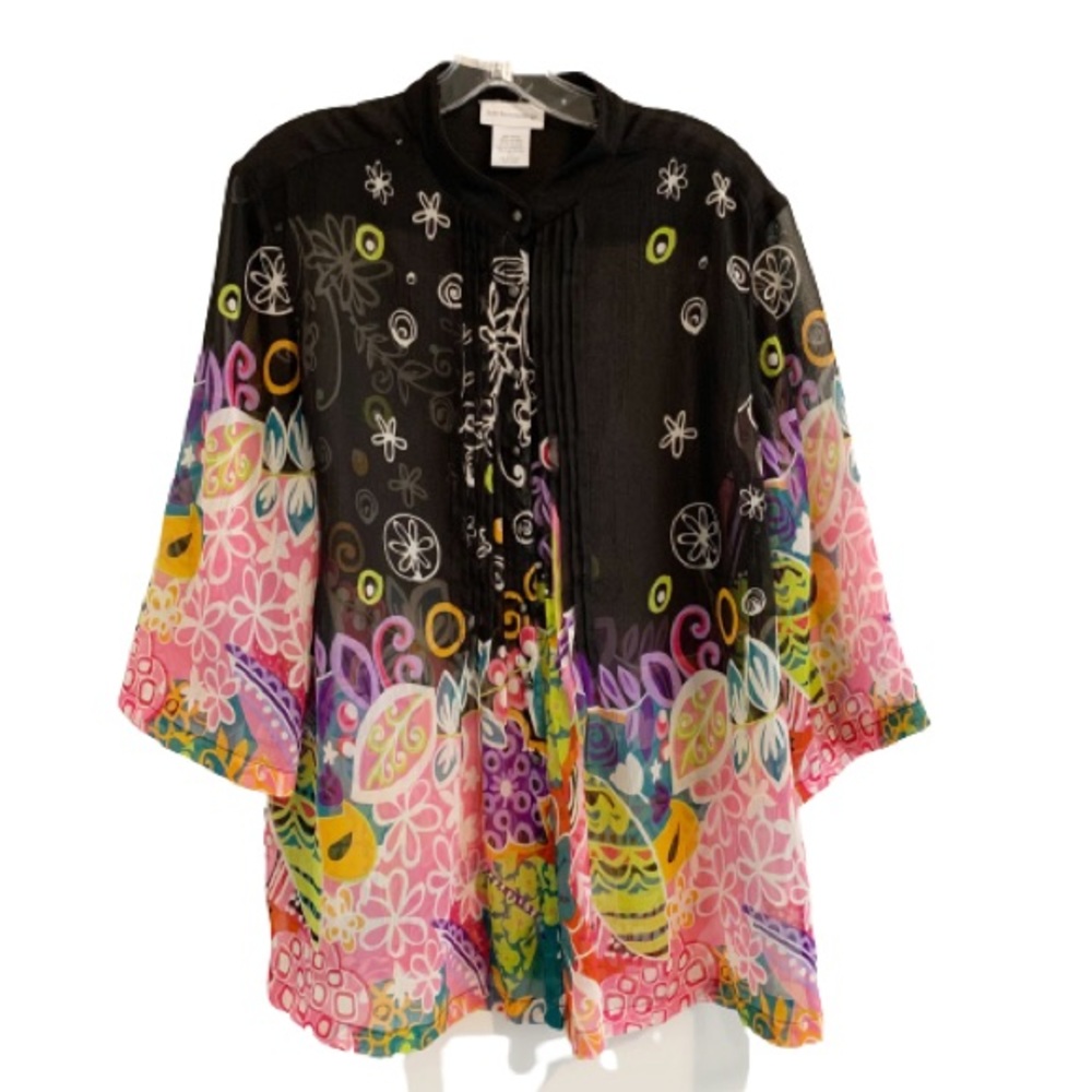SOFT SURROUNDINGS Sheer Floral Tunic. (348)